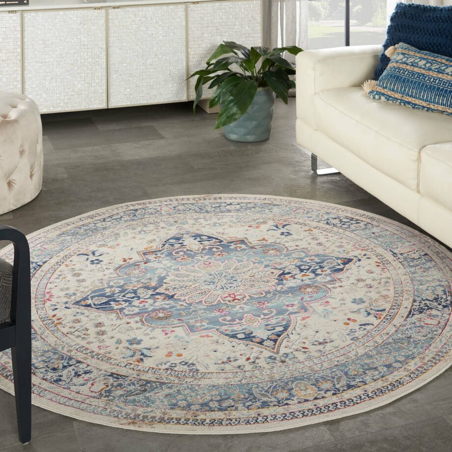 Nourison rug Vintage Kashan VKA07 IVBLU IVORY BLUE 6xRND 099446812100 interior 1