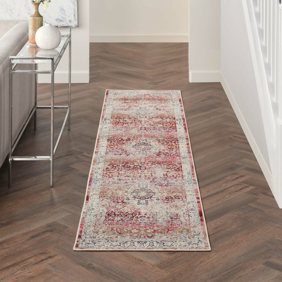 Nourison rug Vintage Kashan VKA07 REDIV RED IVORY 2x8 099446812186 interior