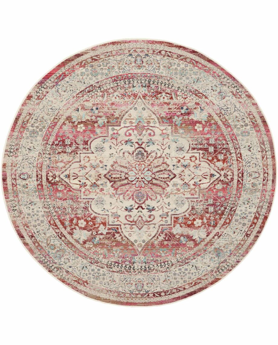Nourison rug Vintage Kashan VKA07 REDIV RED IVORY 6xRND 099446812247
