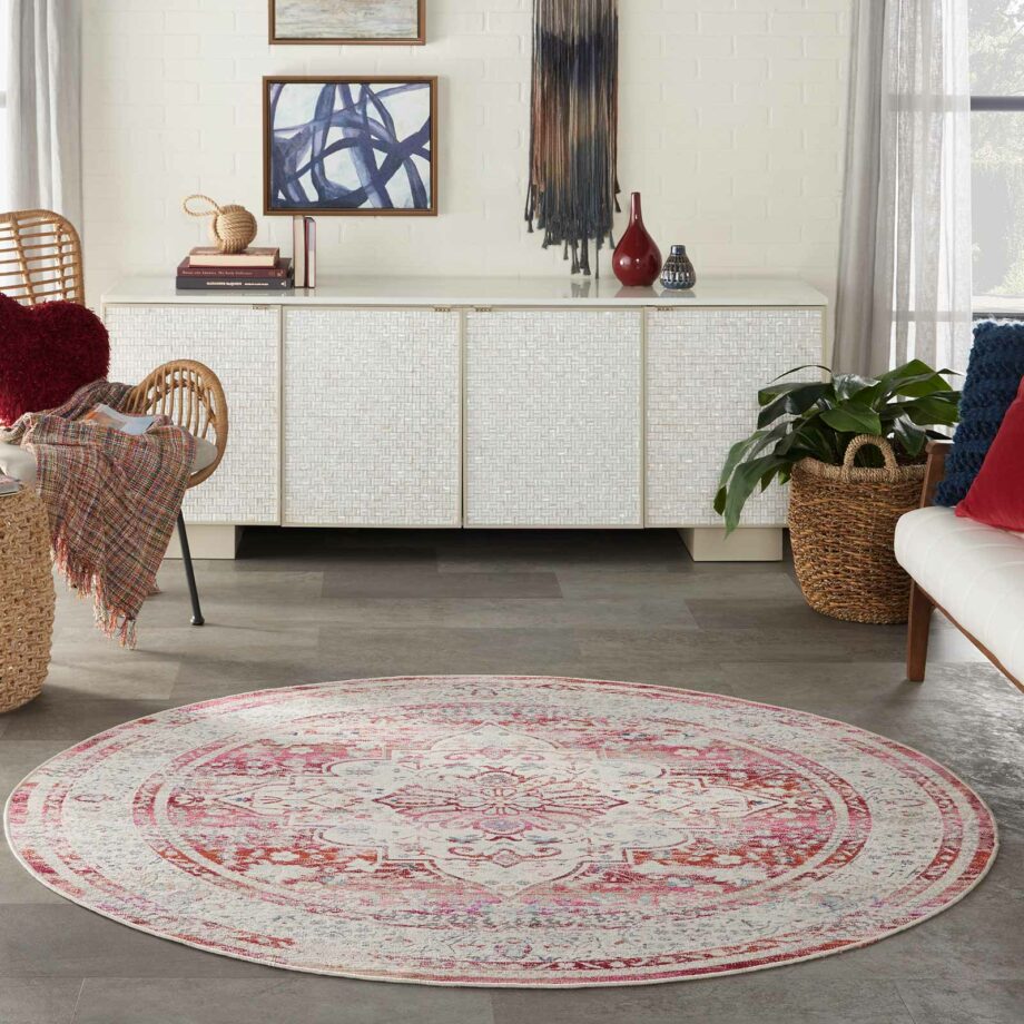 Nourison rug Vintage Kashan VKA07 REDIV RED IVORY 6xRND 099446812247 interior 3