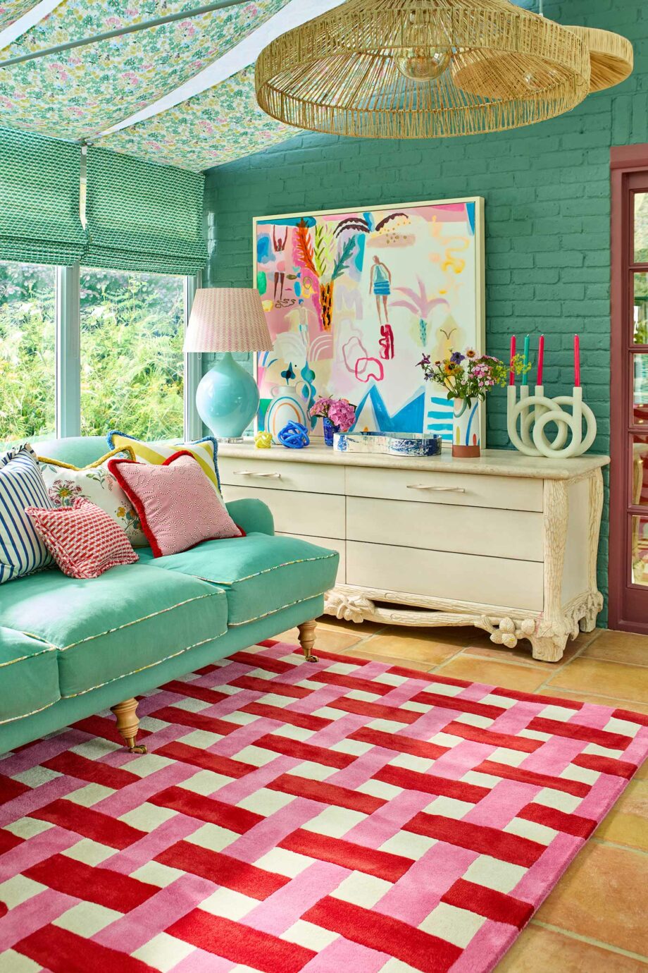 Harlequin Basket Weave Coral Rose 144102 interior A