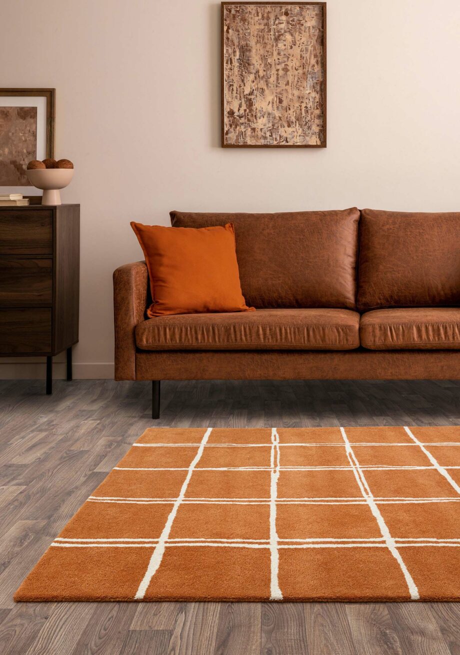 Asiatic rug Albany Grid Rust interior new