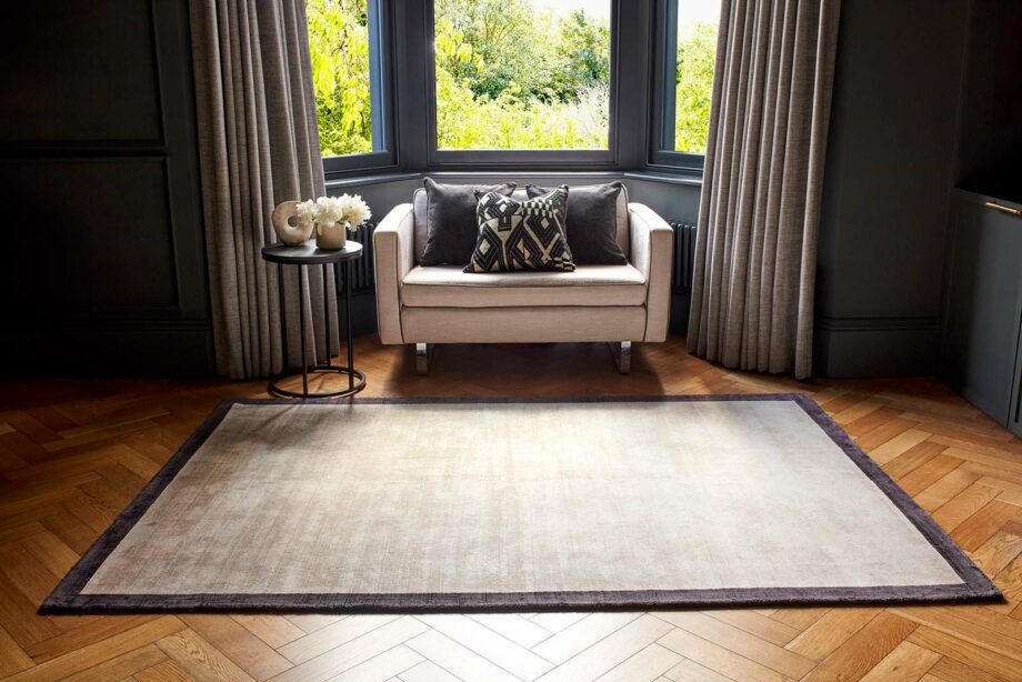 Asiatic rug Blade Border Putty Charcoal interior