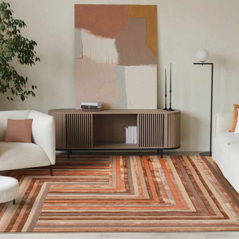 Asiatic rug Matrix 80 Network Terracotta interior square