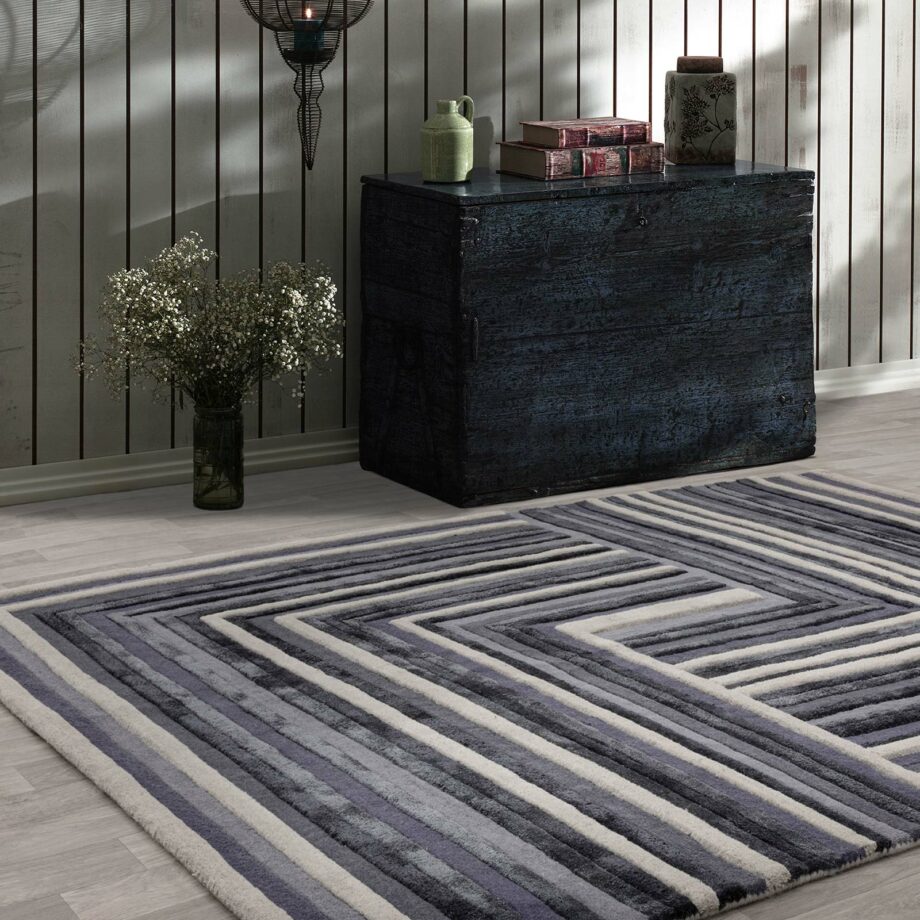 Asiatic rug Matrix 81 Network Indigo interior square