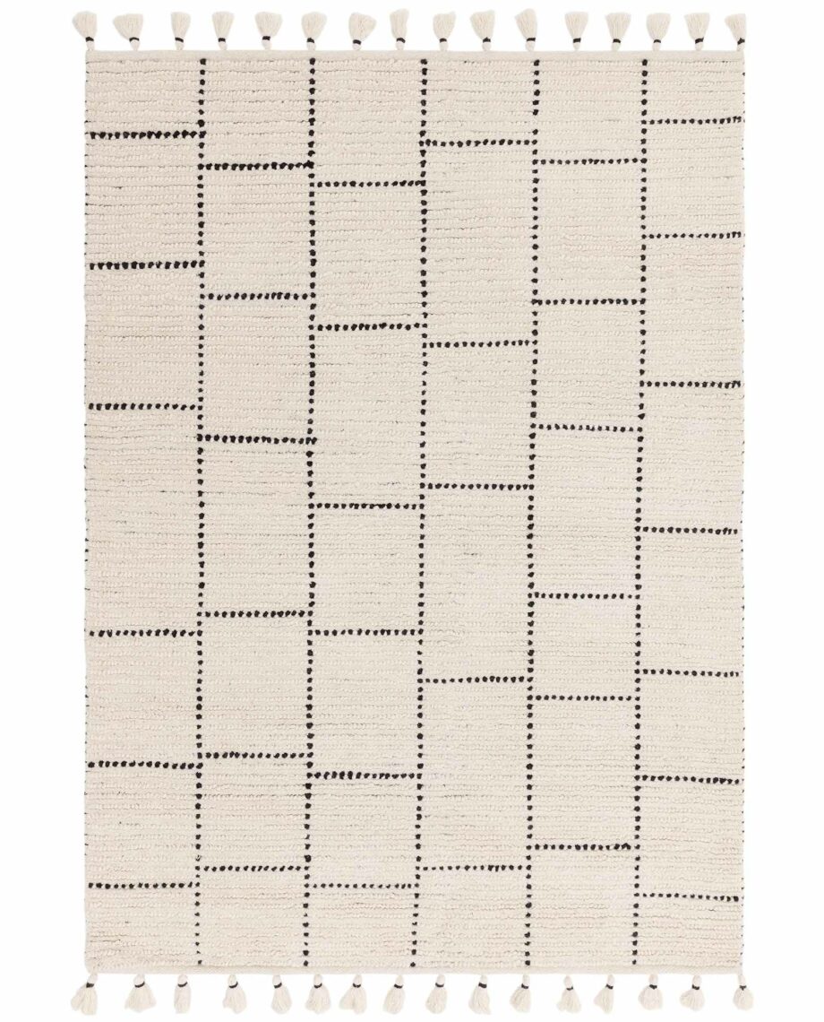 Asiatic Nepal black cream tile rug
