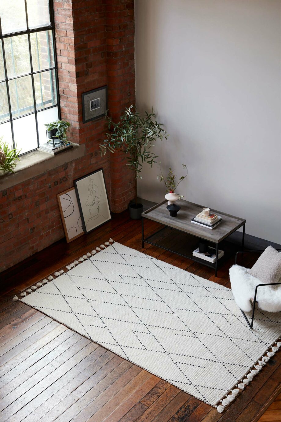 Asiatic Nepal cream black linear rug ls