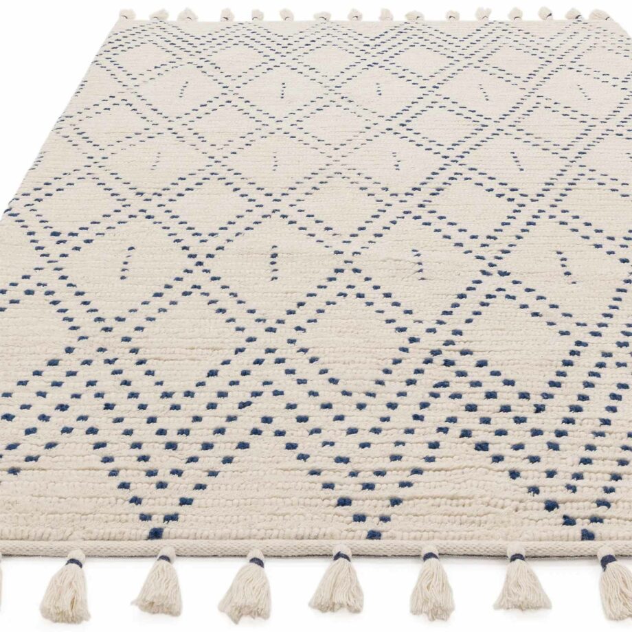 Asiatic Nepal cream blue diamond rug 1
