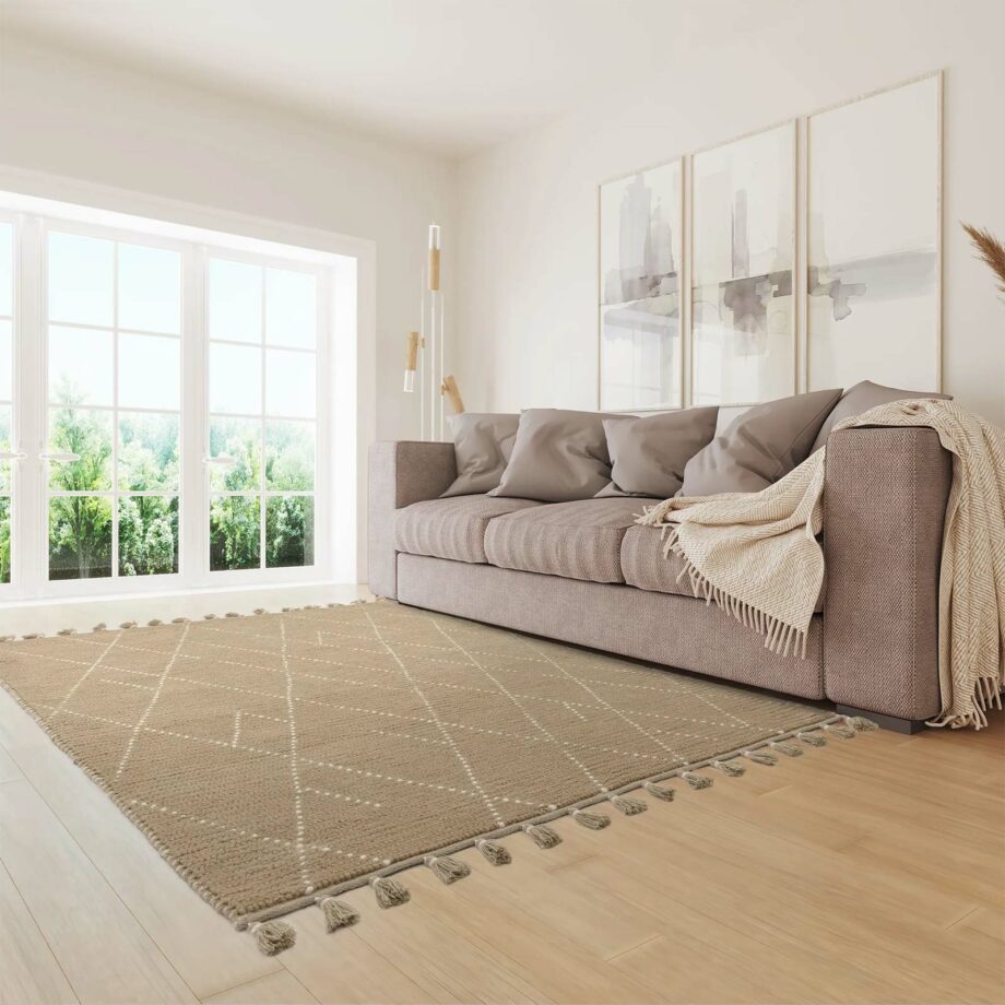 Asiatic Nepal sand cream linear rug ls sq